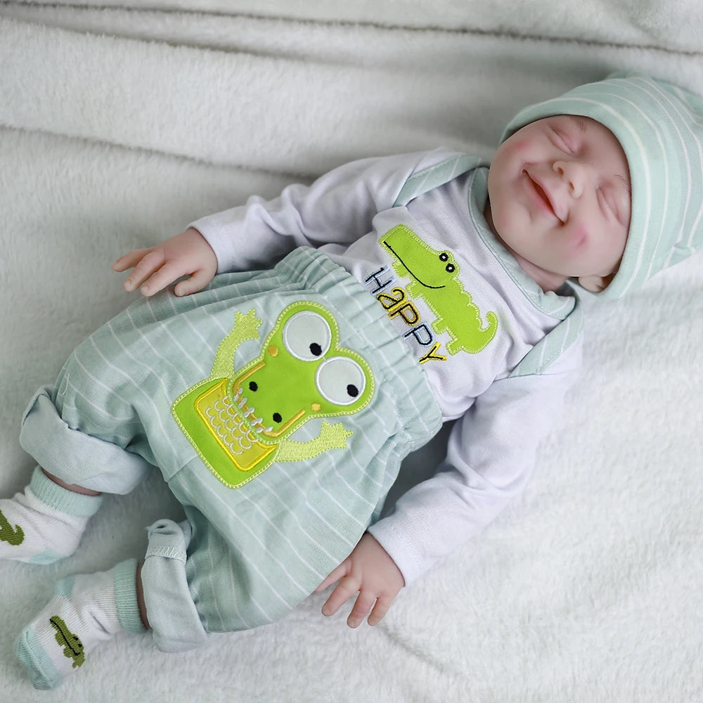COSDOLL 3.1kg Silicone Reborn Baby Doll Full Body Soft Silicone Baby Toy Doll Lifelike Smile Close Eyes Christmas Baby Toys Gift