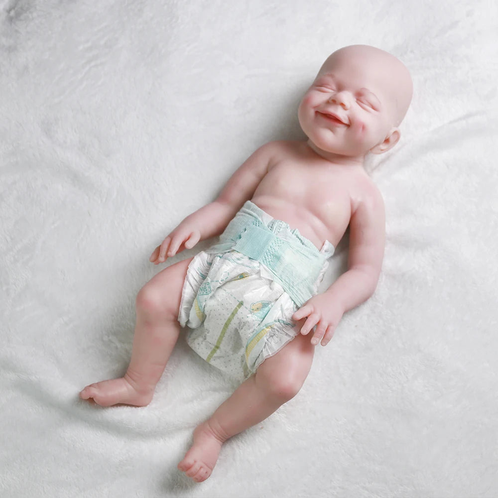 COSDOLL 3.1kg Silicone Reborn Baby Doll Full Body Soft Silicone Baby Toy Doll Lifelike Smile Close Eyes Christmas Baby Toys Gift