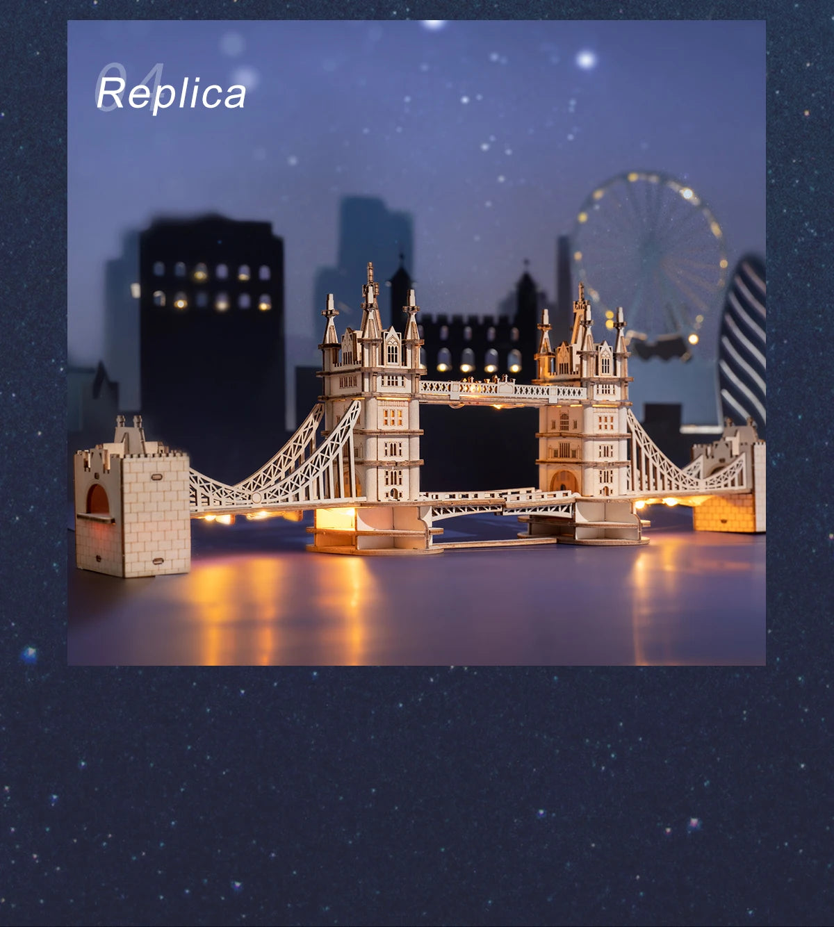 Robotime Rolife DIY 3D Tower Bridge Big Ben Famous Building Wooden Puzzle Game Easy Assembly Toy Gift for Children Teen Adult