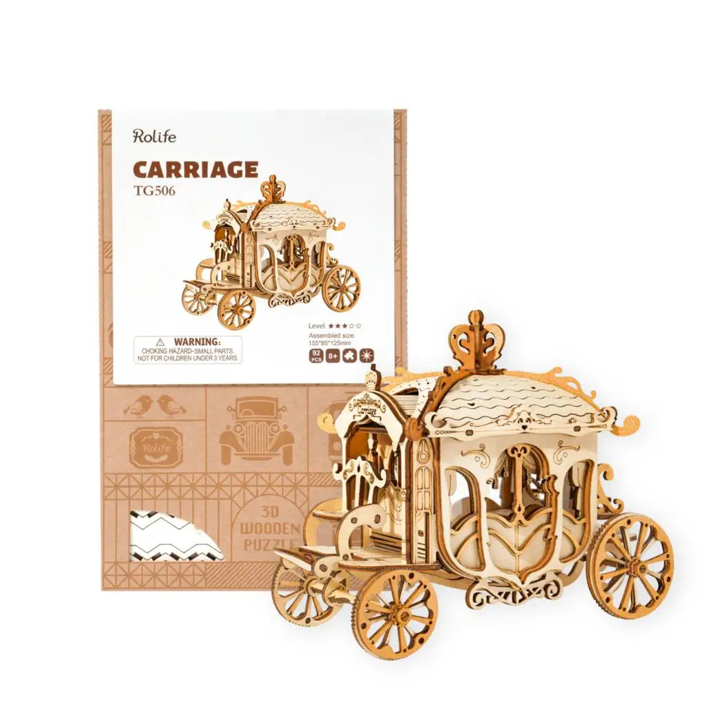 Robotime 3 Kinds DIY 3D Transportation Wooden Model Building Kits Vintage Car Tramcar Carriage Toy Gift for Children Adult
