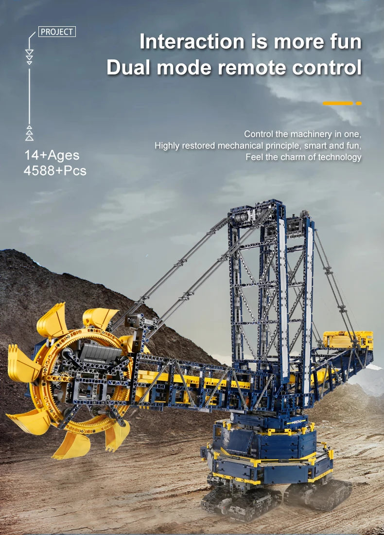 MOULD KING 17006 Technical Bucket Wheel Excavator Building Blocks Remote Control Truck Bricks Toys For Kids Christmas Gifts