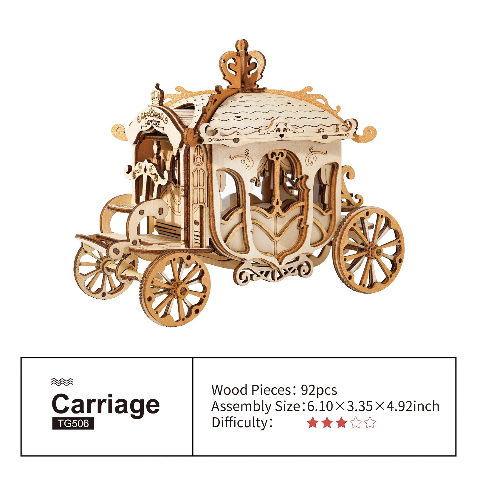 Robotime 3 Kinds DIY 3D Transportation Wooden Model Building Kits Vintage Car Tramcar Carriage Toy Gift for Children Adult