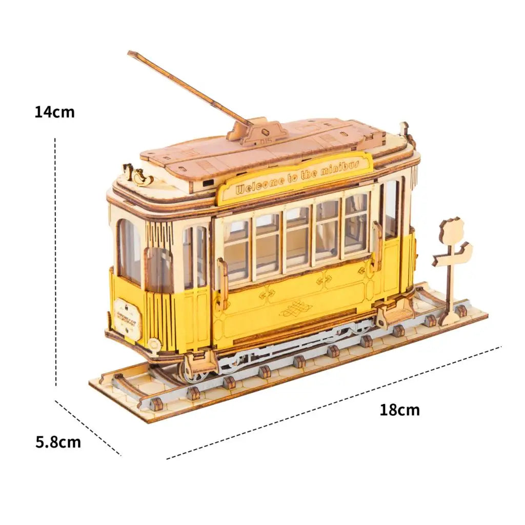 Robotime 3 Kinds DIY 3D Transportation Wooden Model Building Kits Vintage Car Tramcar Carriage Toy Gift for Children Adult