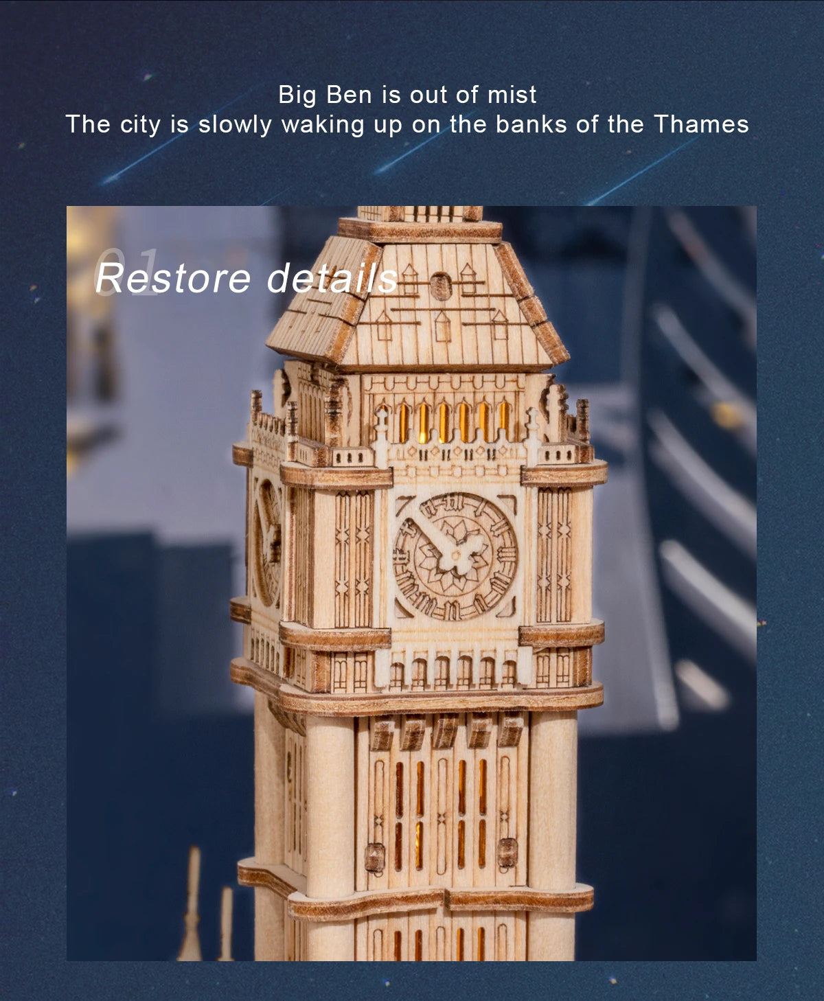 Robotime Rolife DIY 3D Tower Bridge Big Ben Famous Building Wooden Puzzle Game Easy Assembly Toy Gift for Children Teen Adult