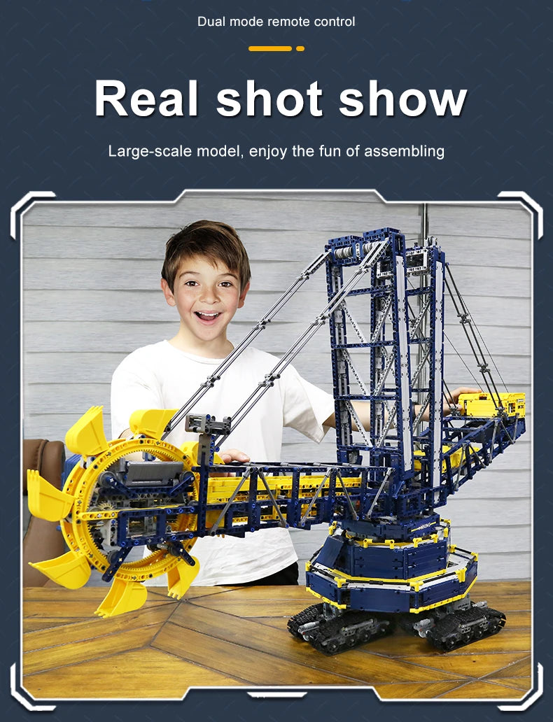 MOULD KING 17006 Technical Bucket Wheel Excavator Building Blocks Remote Control Truck Bricks Toys For Kids Christmas Gifts