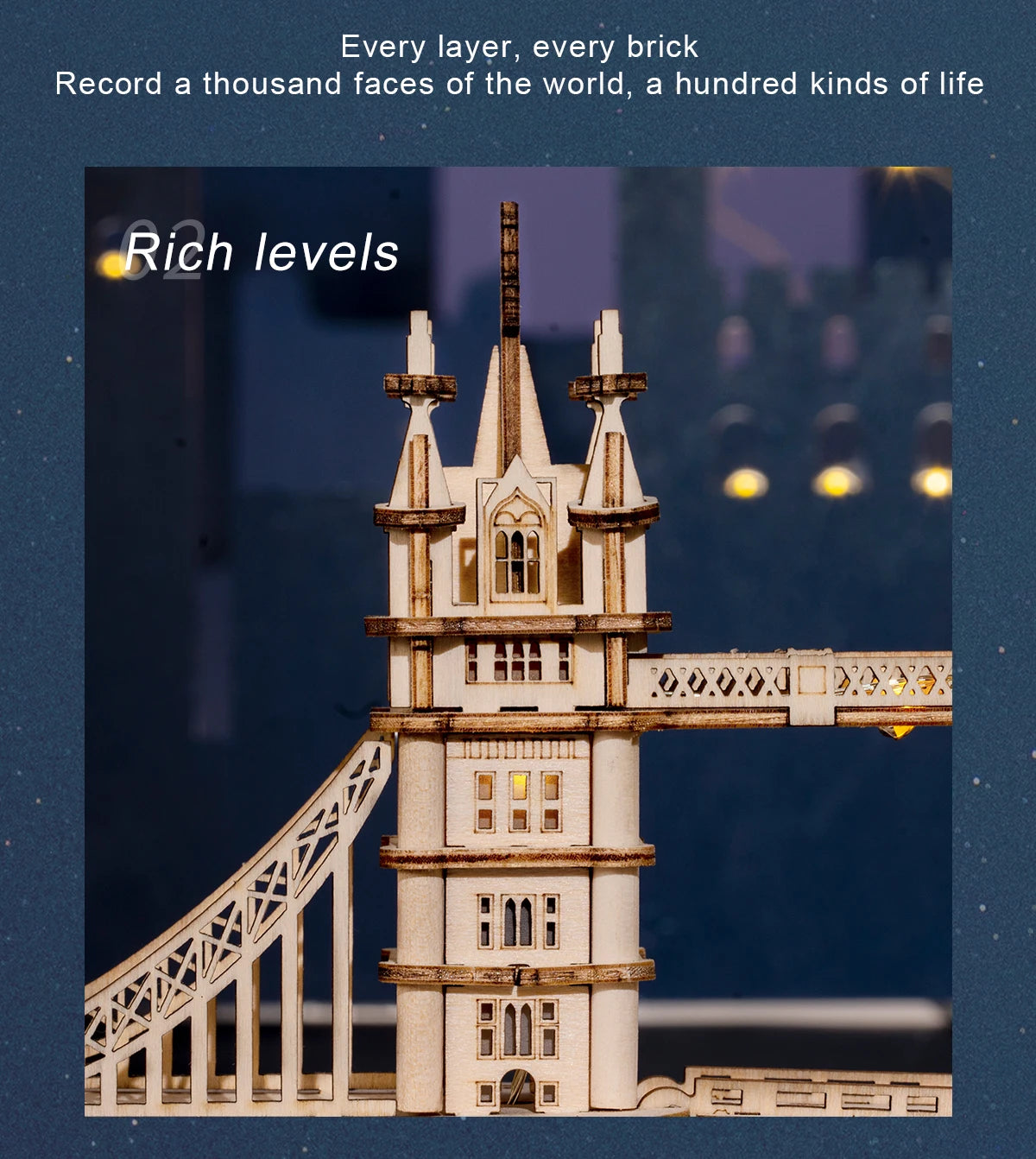 Robotime Rolife DIY 3D Tower Bridge Big Ben Famous Building Wooden Puzzle Game Easy Assembly Toy Gift for Children Teen Adult