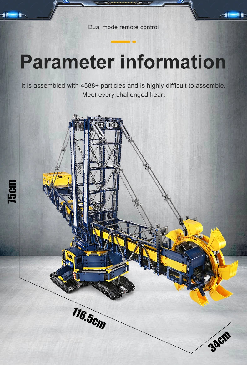 MOULD KING 17006 Technical Bucket Wheel Excavator Building Blocks Remote Control Truck Bricks Toys For Kids Christmas Gifts