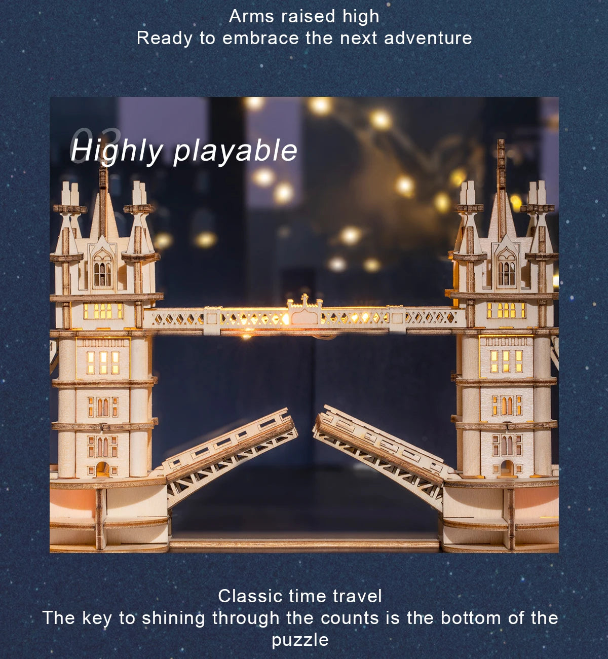 Robotime Rolife DIY 3D Tower Bridge Big Ben Famous Building Wooden Puzzle Game Easy Assembly Toy Gift for Children Teen Adult