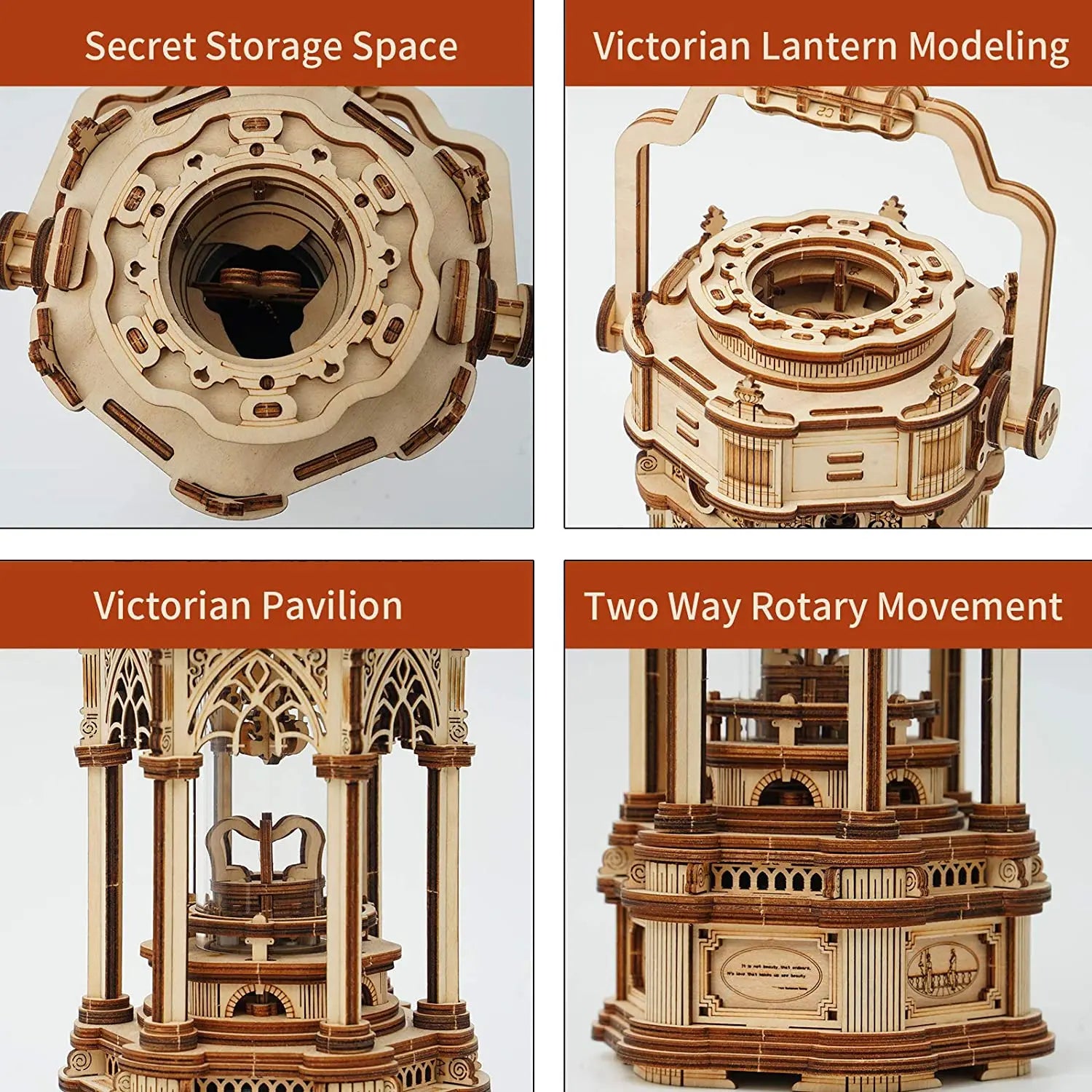 Robotime Rokr DIY 3D Starry Night Wooden Model Building Kit 84pcs Rotatable Assembly Music Box Educational Toy for Kids Adults