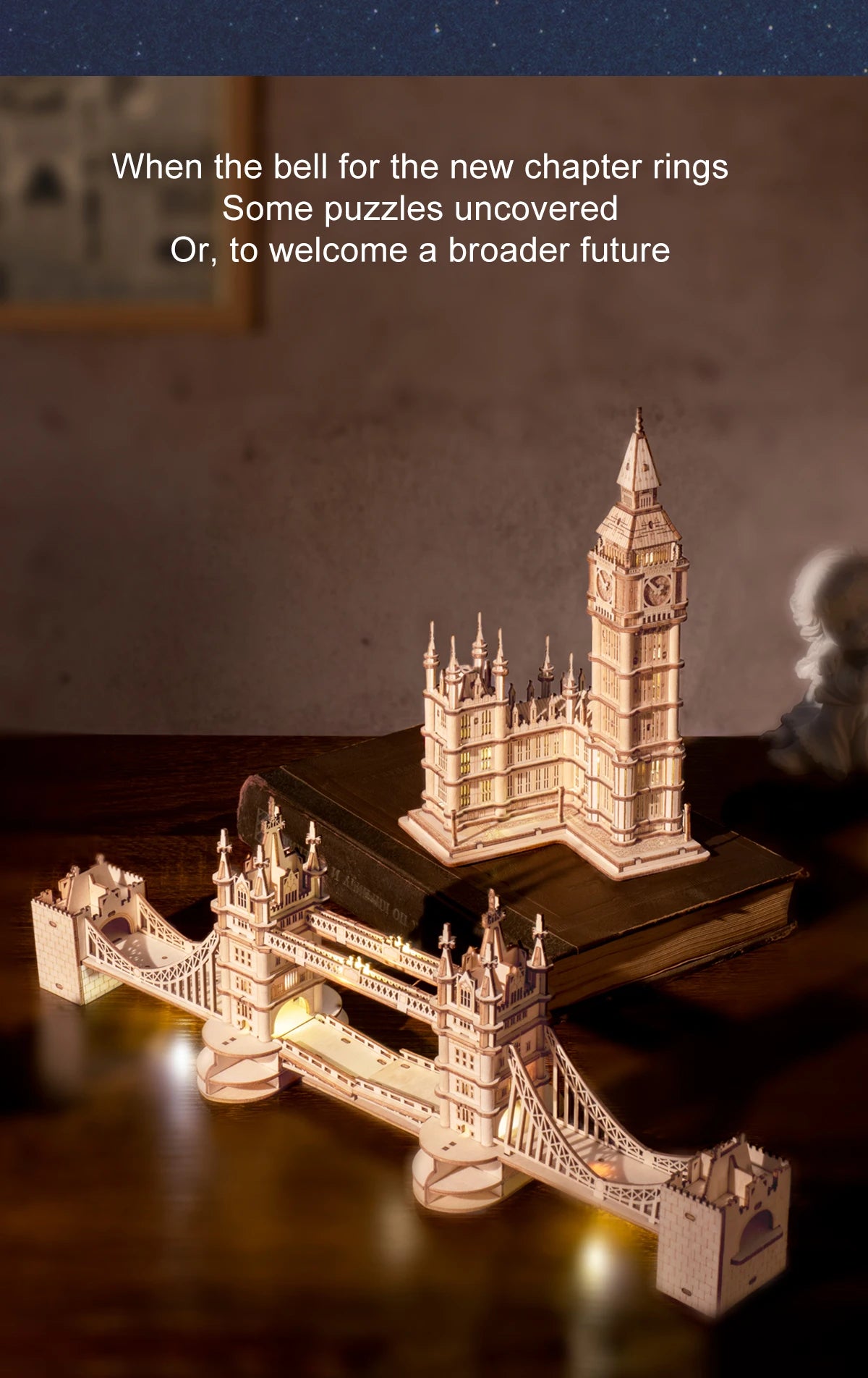 Robotime Rolife DIY 3D Tower Bridge Big Ben Famous Building Wooden Puzzle Game Easy Assembly Toy Gift for Children Teen Adult