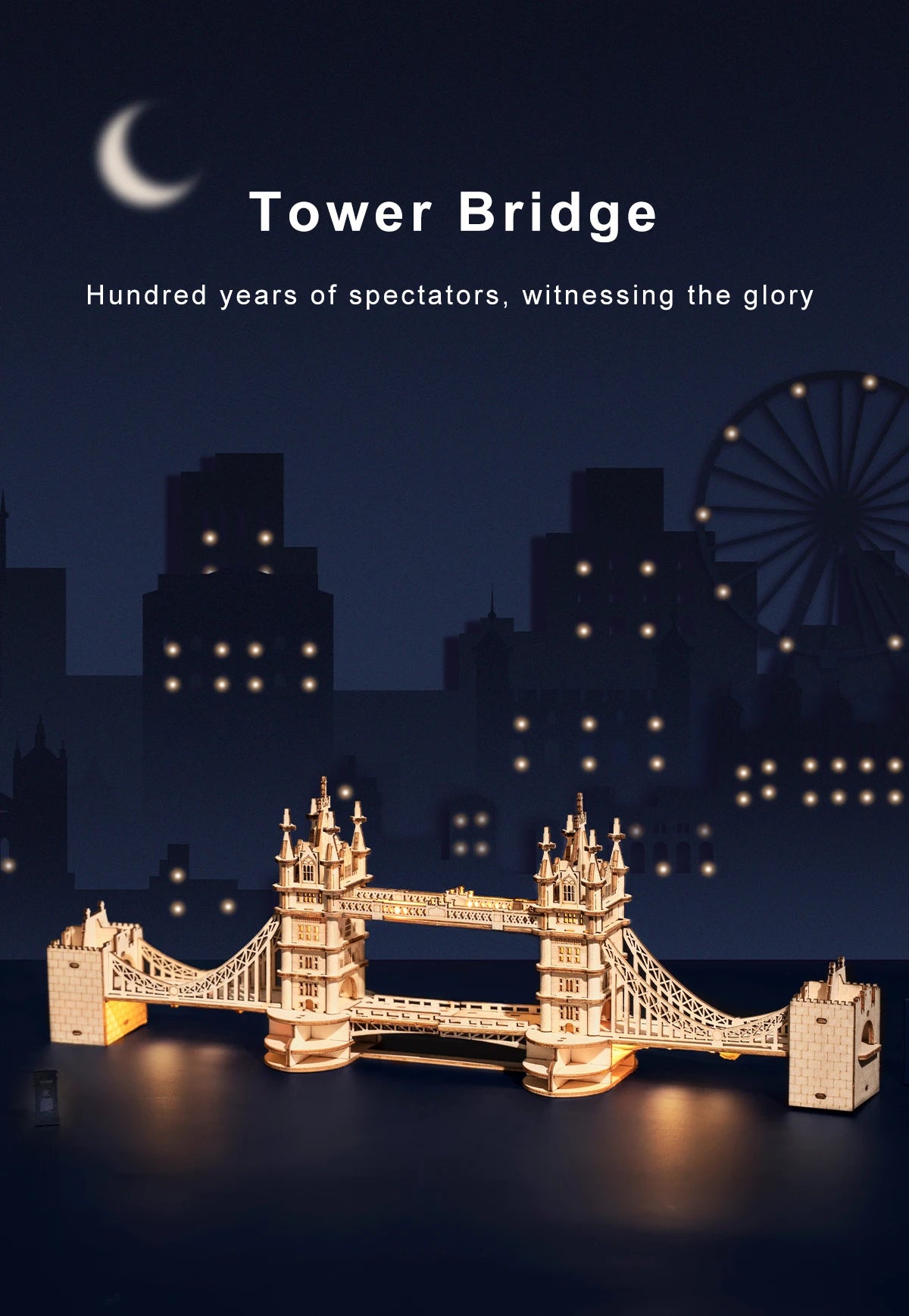Robotime Rolife DIY 3D Tower Bridge Big Ben Famous Building Wooden Puzzle Game Easy Assembly Toy Gift for Children Teen Adult