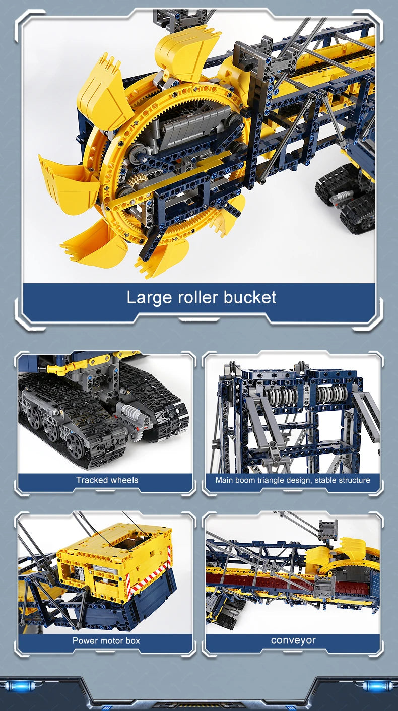 MOULD KING 17006 Technical Bucket Wheel Excavator Building Blocks Remote Control Truck Bricks Toys For Kids Christmas Gifts