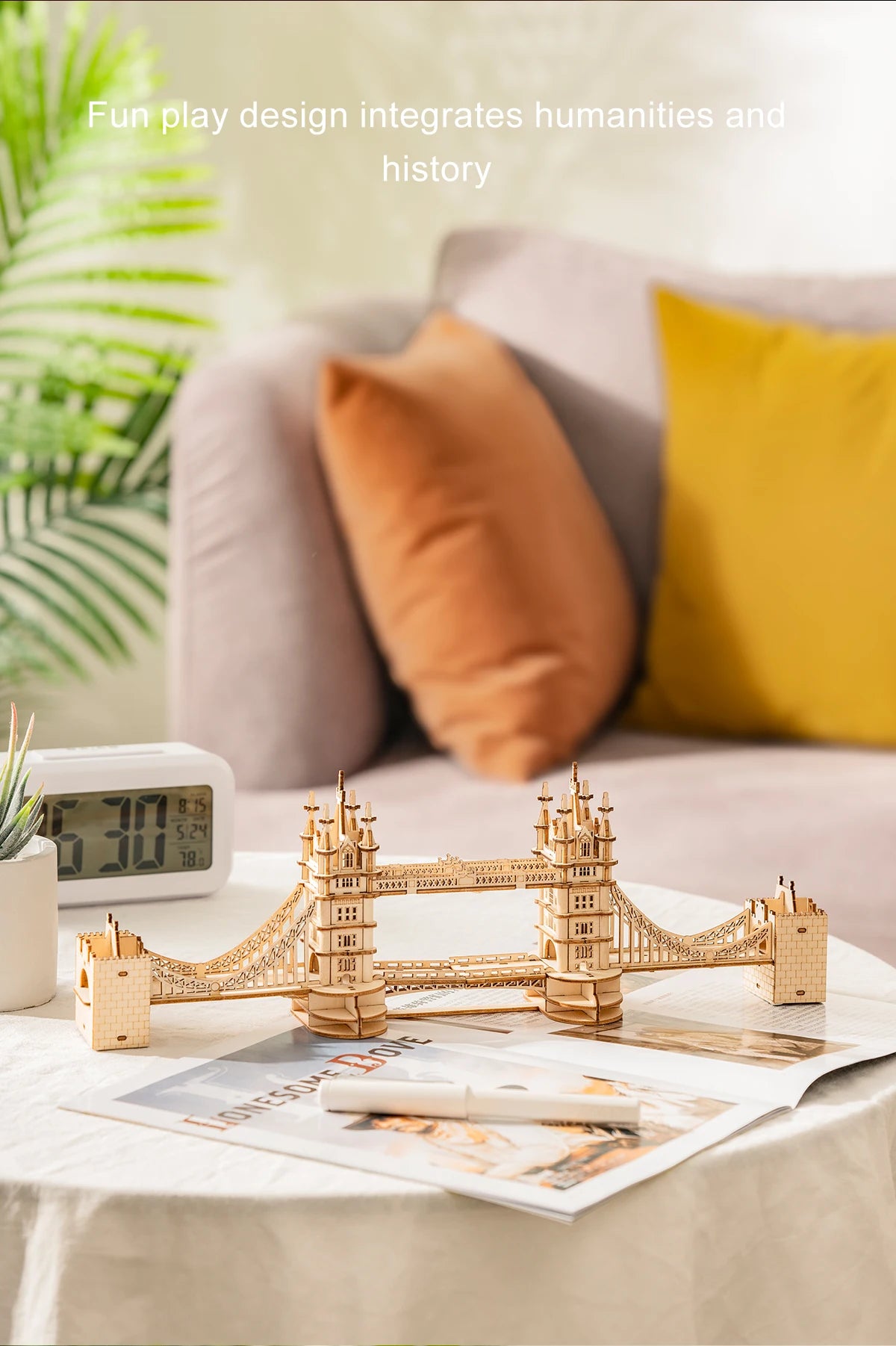 Robotime Rolife DIY 3D Tower Bridge Big Ben Famous Building Wooden Puzzle Game Easy Assembly Toy Gift for Children Teen Adult