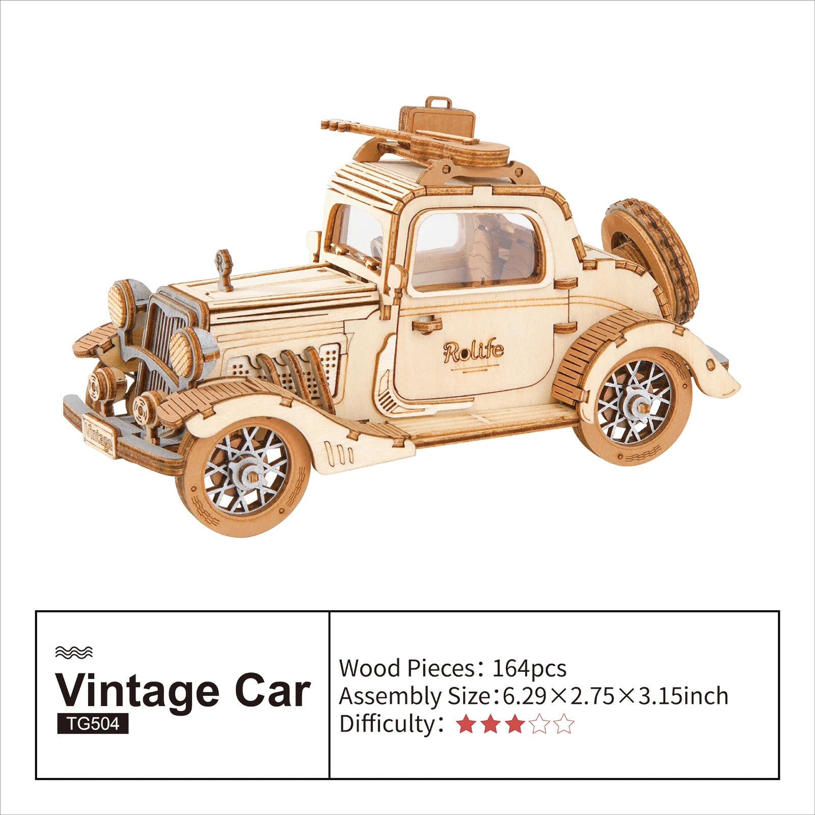 Robotime 3 Kinds DIY 3D Transportation Wooden Model Building Kits Vintage Car Tramcar Carriage Toy Gift for Children Adult