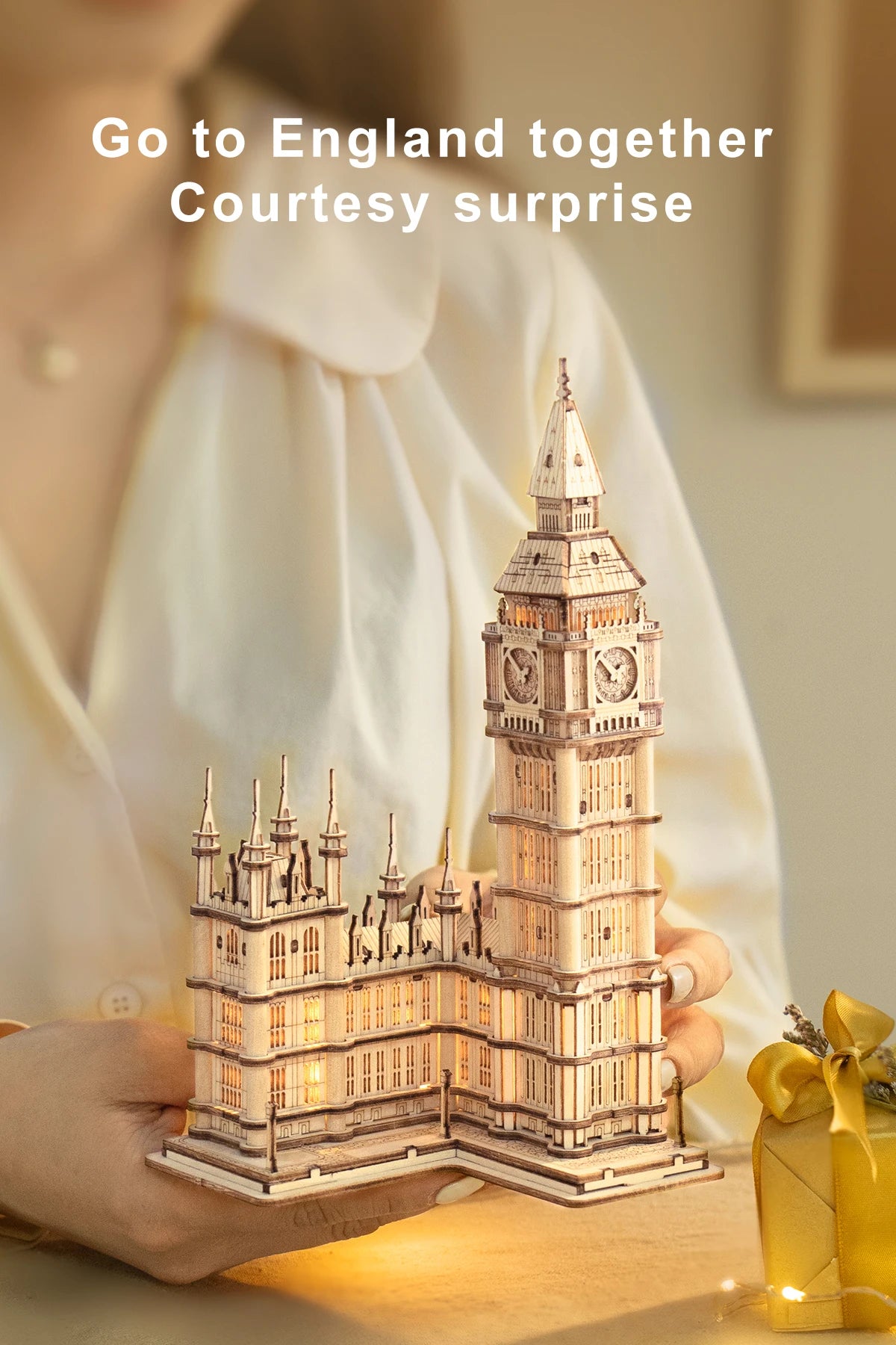 Robotime Rolife DIY 3D Tower Bridge Big Ben Famous Building Wooden Puzzle Game Easy Assembly Toy Gift for Children Teen Adult