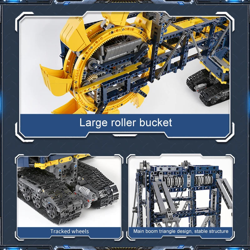 MOULD KING 17006 Technical Bucket Wheel Excavator Building Blocks Remote Control Truck Bricks Toys For Kids Christmas Gifts
