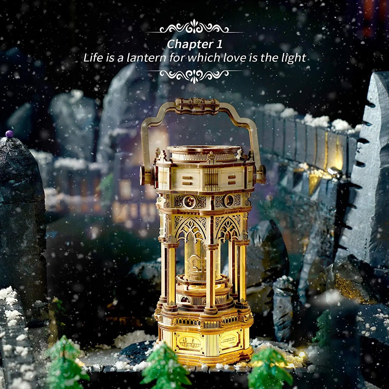 Robotime Rokr DIY 3D Starry Night Wooden Model Building Kit 84pcs Rotatable Assembly Music Box Educational Toy for Kids Adults