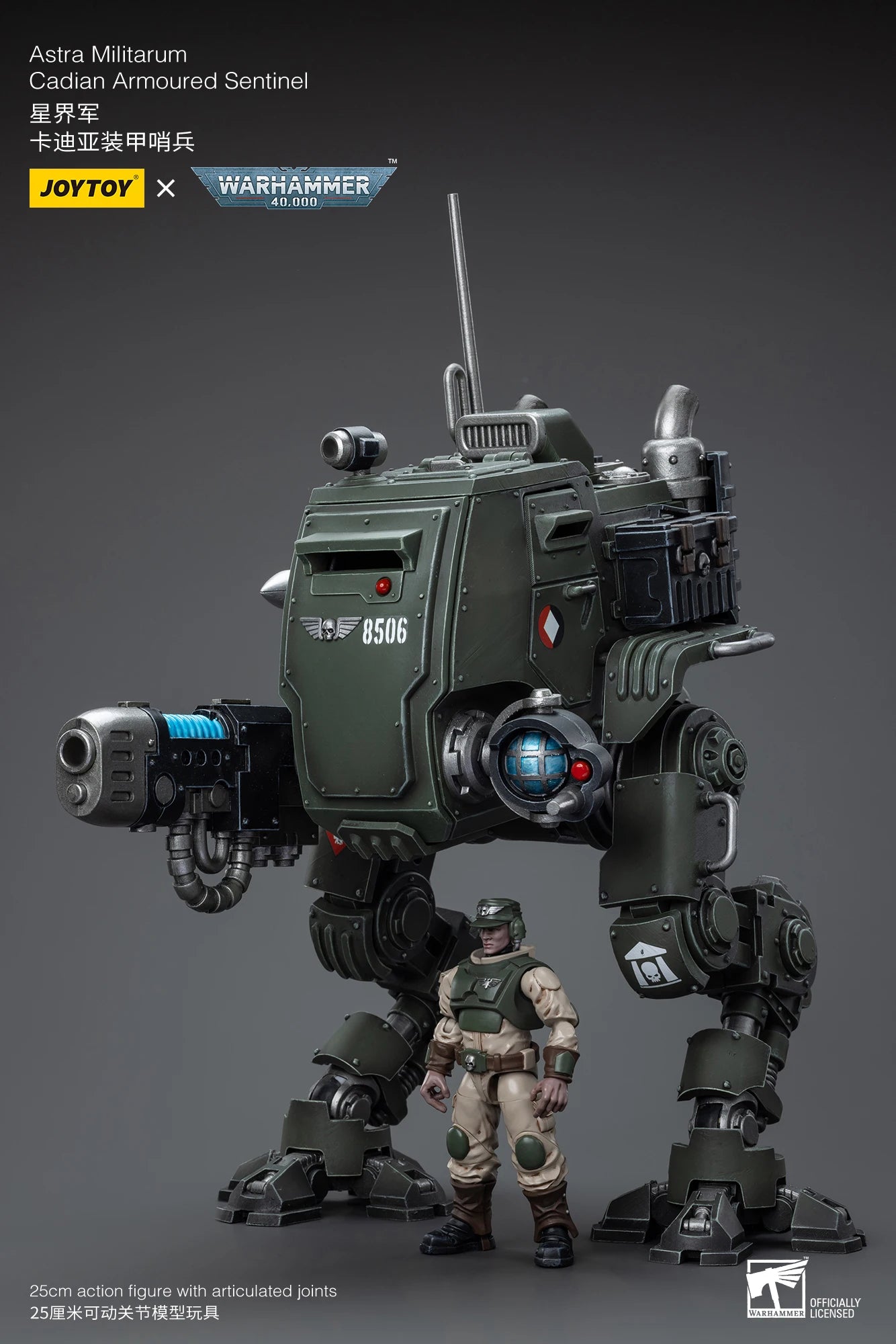 JOYTOY Warhammer 40k 1/18 Action Figure Astra Militarum Cadian Armoured Sentinel Anime Military Model