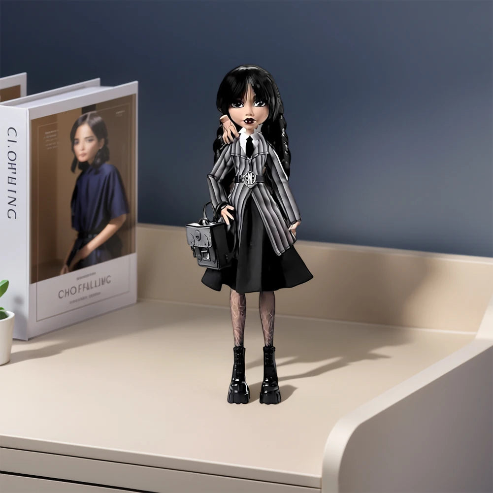 Girl in Black Statue Girls Sculpture with Backpack Table Collectible Decorations Gothic Style Desktop Ornaments for Kids Adults