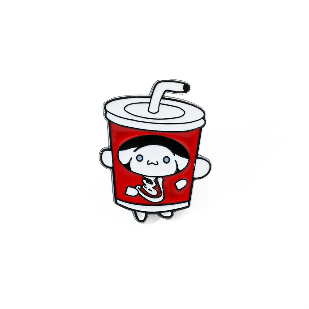 Sanrio Cola Hello Kitty Fries Kuromi Enamel Pin Pokemon Sandwich Pikachu Hamburger Charmander Metal Badge Brooch Gifts