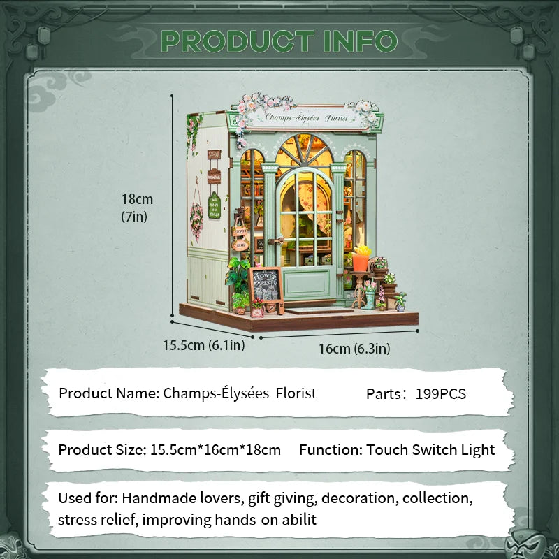 Cutebee DIY Miniature Booknook 3D Wooden Puzzle Bookshelf Insert for Dollhouses Perfect Child Birthday Gift Home Decor