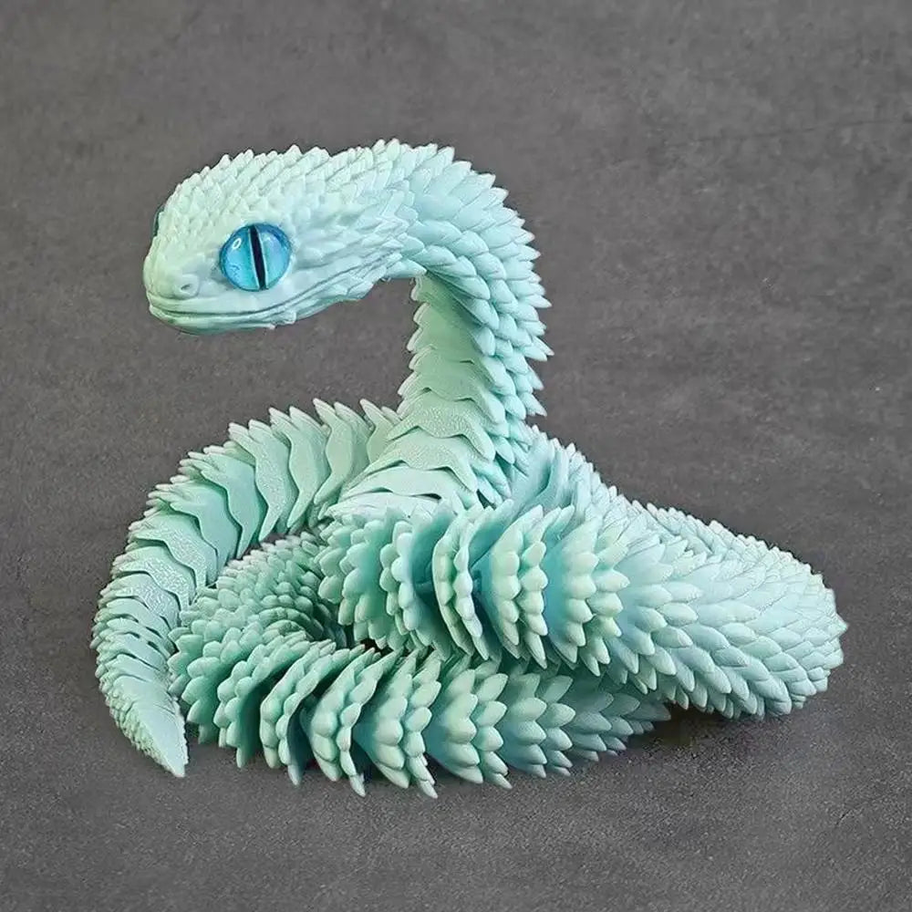 3D Printed Snake Model Toy Body Joint Movable Vipers Toys 3D Printed Snake Fidget Toy Simulation Snake Figurine Table Decoration