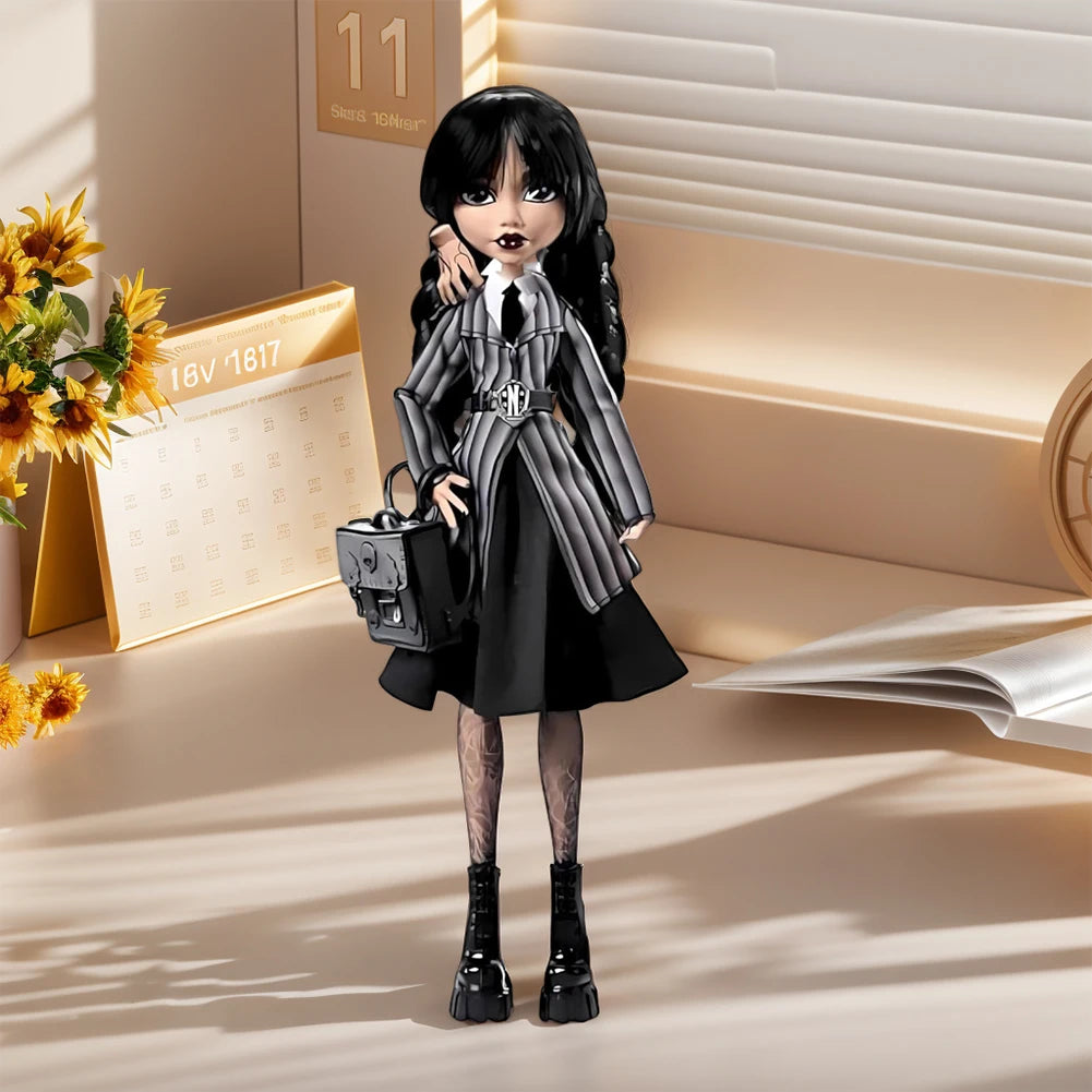 Girl in Black Statue Girls Sculpture with Backpack Table Collectible Decorations Gothic Style Desktop Ornaments for Kids Adults