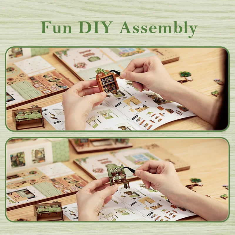 Cutebee DIY Miniature Booknook 3D Wooden Puzzle Bookshelf Insert for Dollhouses Perfect Child Birthday Gift Home Decor