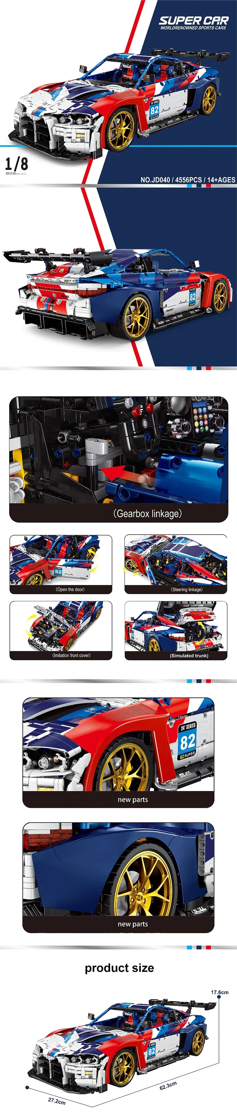 Technical MOC JD040 Sportscar Hypercar Super Sports Racing Car Model 4556PCS Building Blocks Brick Puzzle Toys for Kids Gift