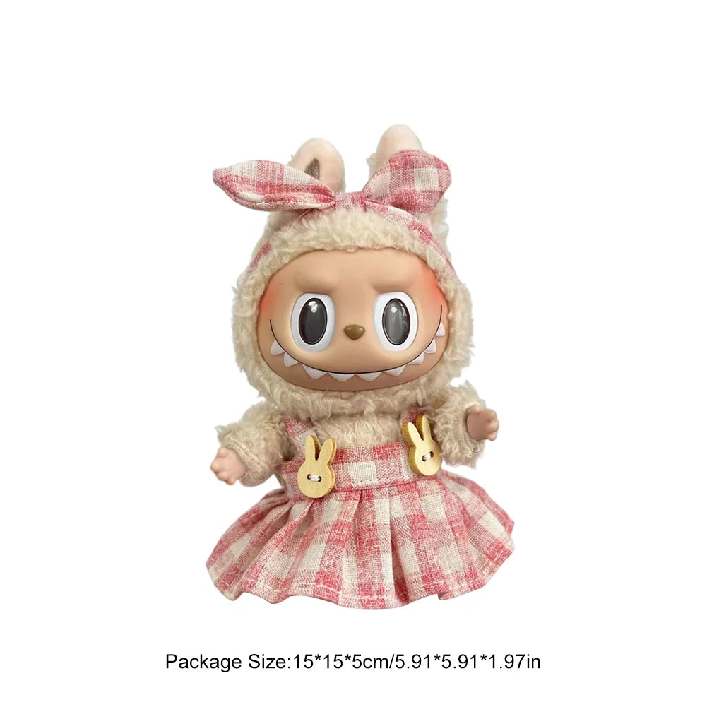 17cm Mini Doll's Clothes For Korea Kpop Labubu V1 V2 Idol Dolls Cute Decoration Macaron Clothing Gift Outfit Accessories