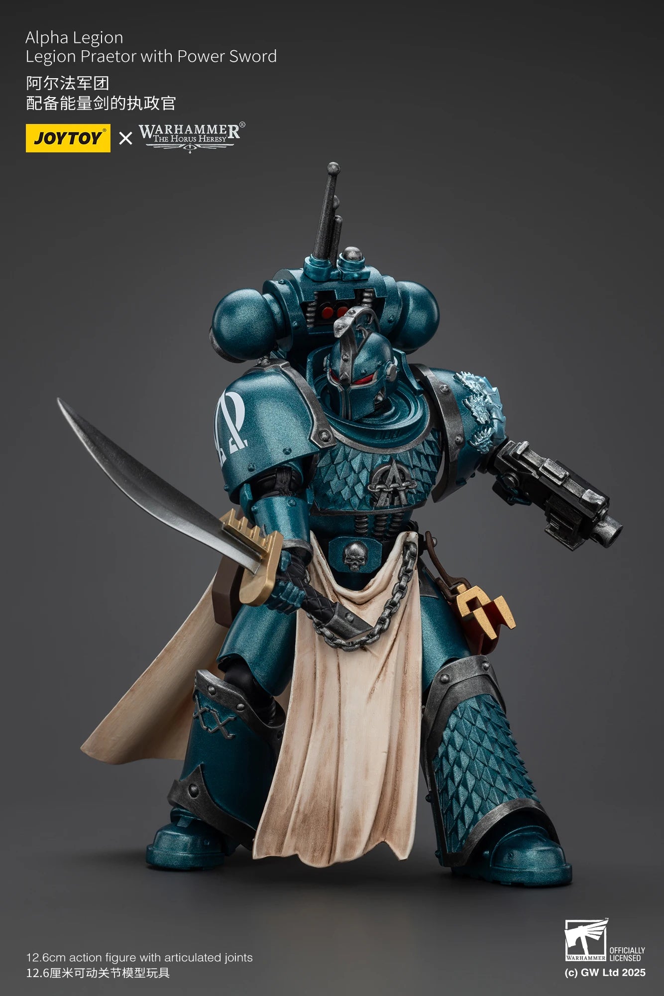JOYTOY Warhammer 40K 1/18 Action Figure Alpha Legion Legion Praetor with Power Sword Anime figures Toys Collection