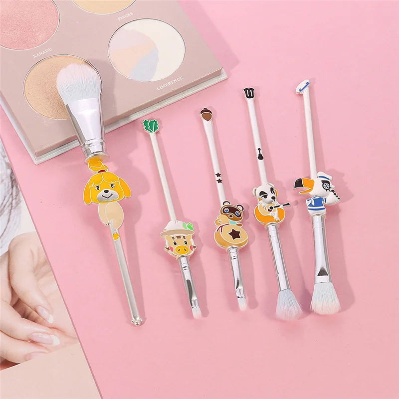 5pcs/set Animal Crossing Anime Cartoon Makeup Brush Set Newest Foundation Blending Brush Female Makeup Tool Anime Cosplay Prop