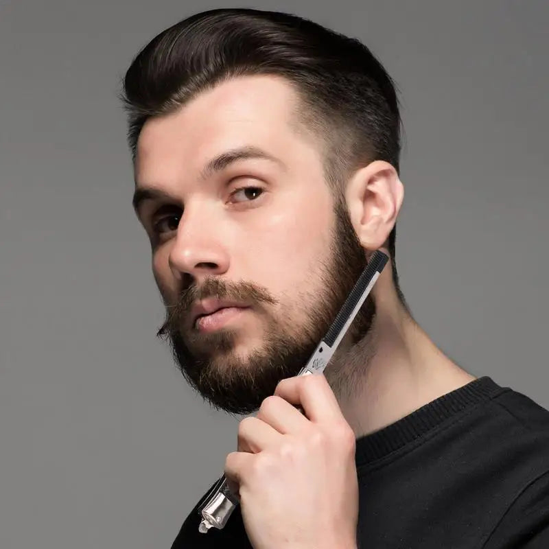 Switch Blade Comb Automatic Push Button Folding Barber Comb Portable Metal Spring Jump Brush Mens Pocket Comb Salon Beauty Tool