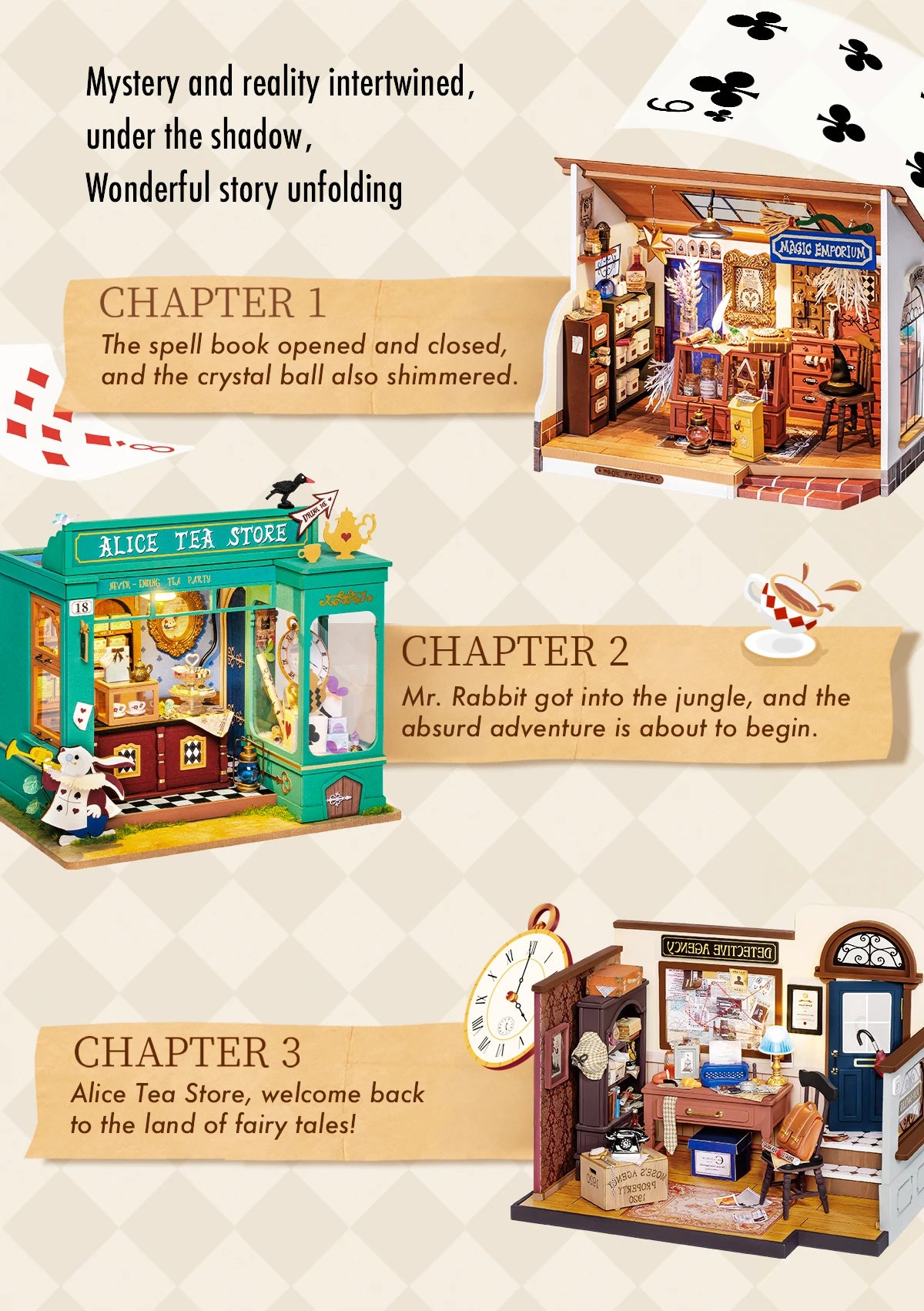 Robotime Rolife DIY Mystery Archives Bureau Decorative Ornament Kids Adult Miniature Fantasy Magic Doll House Wooden Kit Toy
