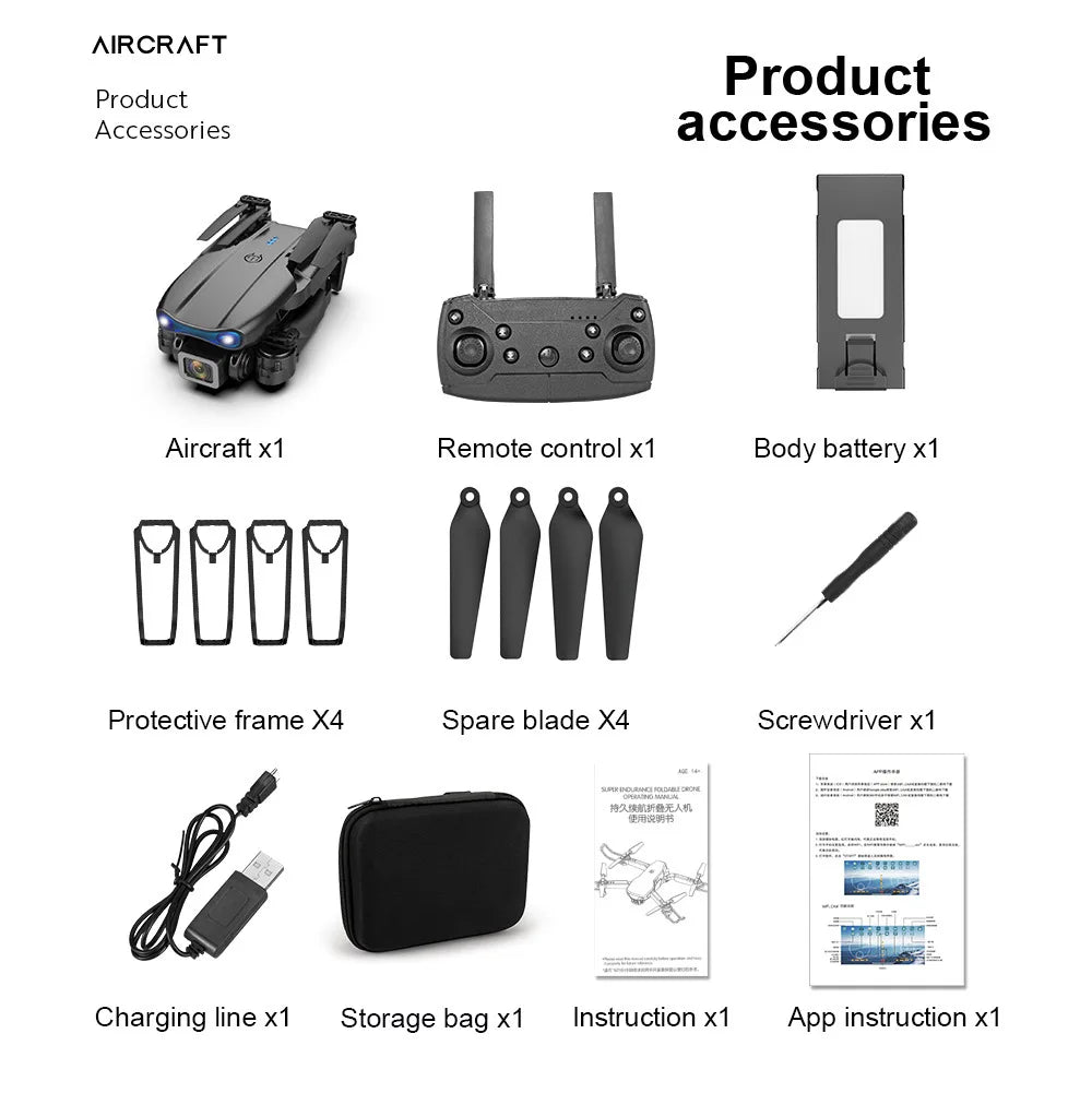 E99 Pro Drone Quadcopter with HD 6K Photography Four Axis RC Handle Altitude Fixation UAV Helicopter Toy for Aerial Photography