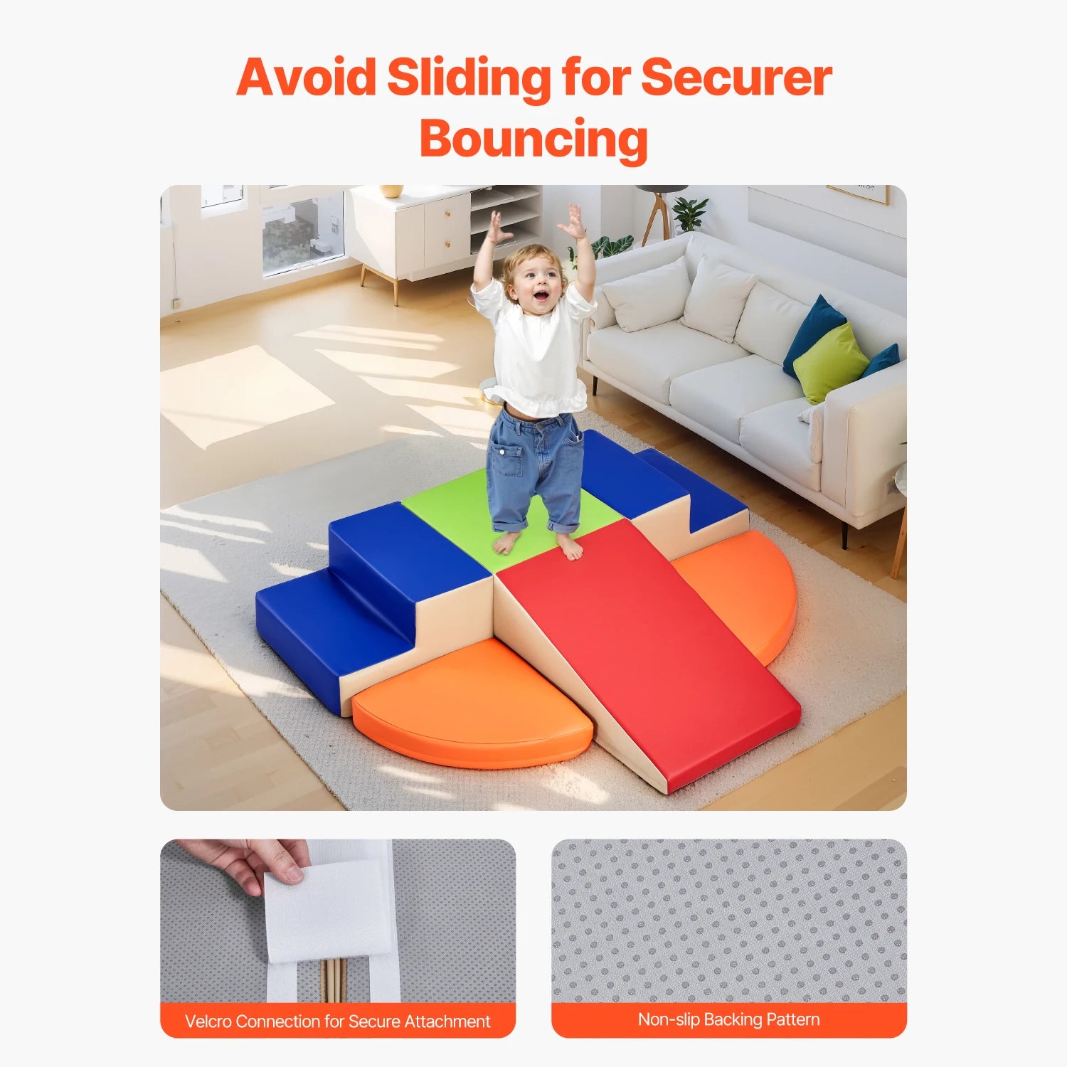 VEVOR 6Pcs Foam Climbing Toys Activity Playset PU Leather Kids Indoor Crawl Climbing Blocks for Children Crawling & Sliding