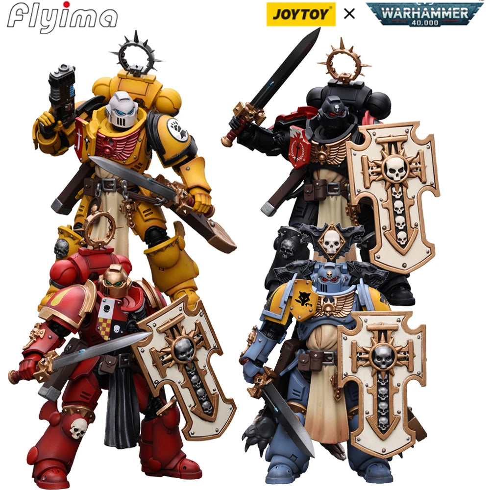 JOYTOY Warhammer 40K 1/18 Action Figure Primaris Space Marines Imperial Fists Bladeguard Veteran4PCS Anime Military Model