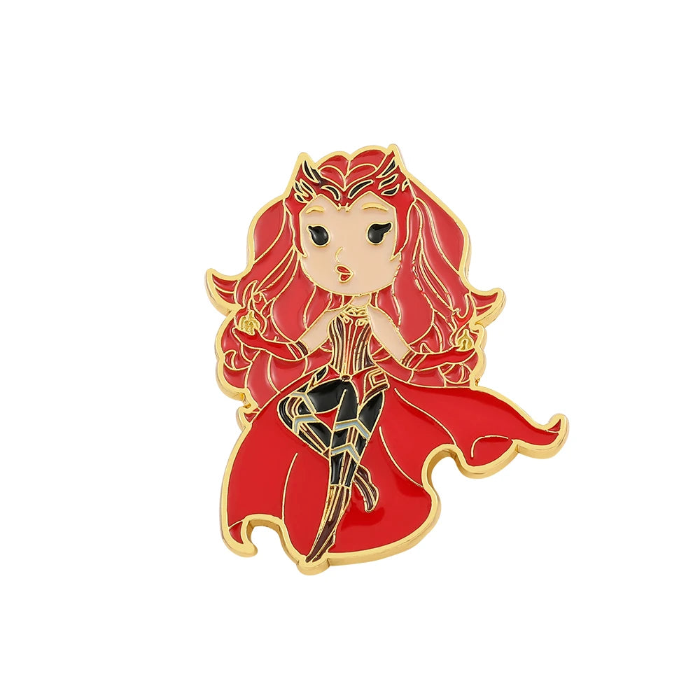 Marvel Superhero Wanda Django Maximoff Brooch Avengers Scarlet Witch Enamel Pins for Clothing Badge Accessories for Fans Gifts