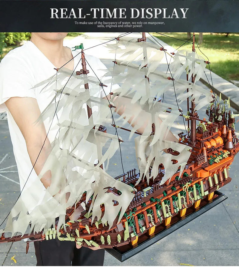 Mould King 13197 Pirate Ship Building Blocks Flying Dutchman Boat Construction Kit for Adults Kids Bricks Toys Christmas Gifts