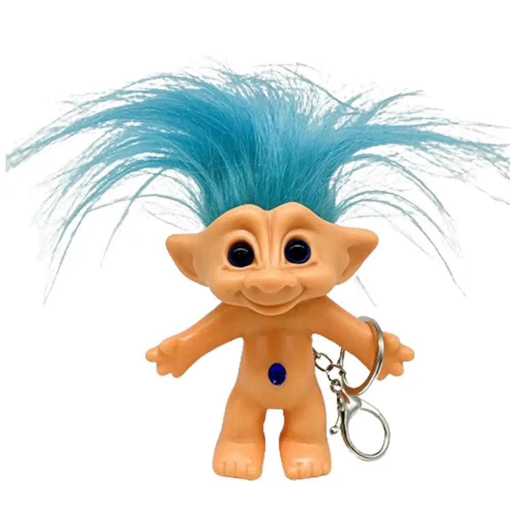 Troll Doll With Long Hair Vinyl Indian Ugly Doll Keychain Good Luck Troll Dolls Keychain Anti-Lost Key Chain Key Ring For Child