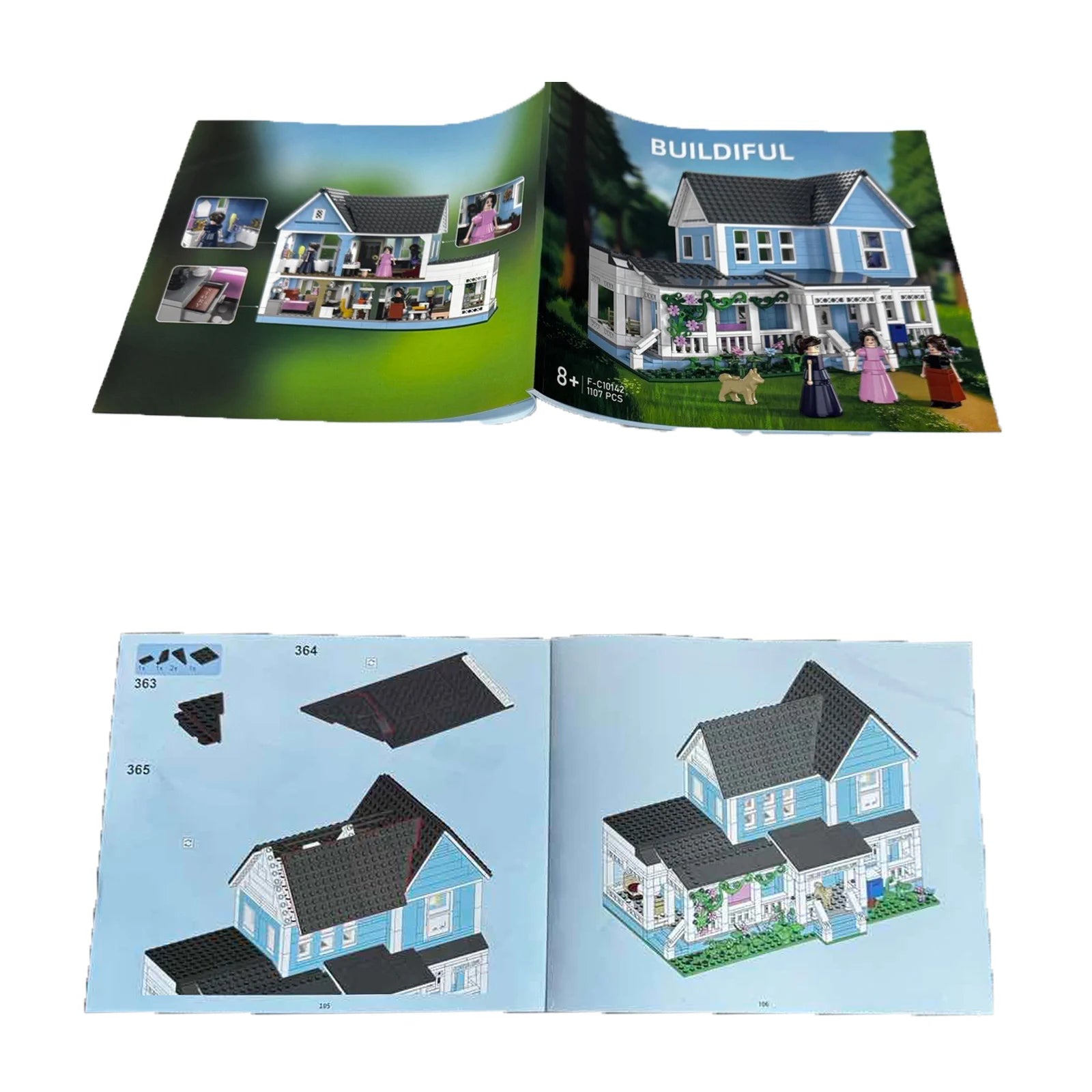 BuildMOC Lorelai Girls Movie House Building Block Girls Blue Palace Model Toys Ideas Hut Set Children Gifts (1107PCS)