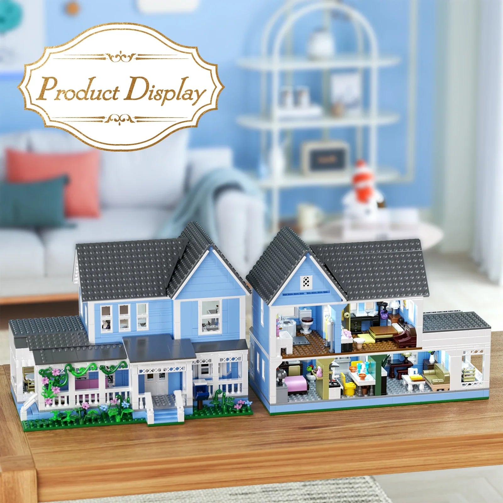 BuildMOC Lorelai Girls Movie House Building Block Girls Blue Palace Model Toys Ideas Hut Set Children Gifts (1107PCS)