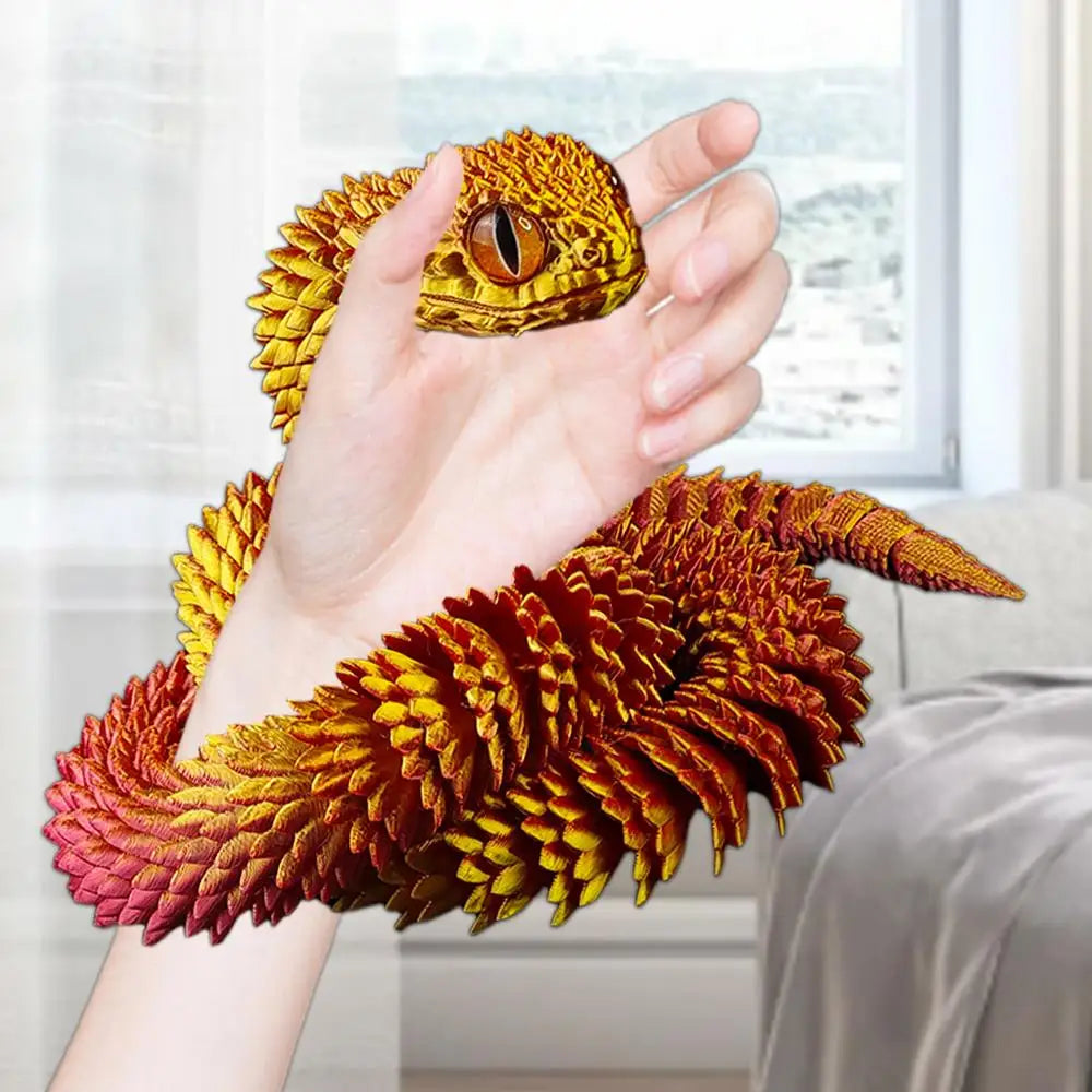 3D Printed Snake Model Toy Body Joint Movable Vipers Toys 3D Printed Snake Fidget Toy Simulation Snake Figurine Table Decoration