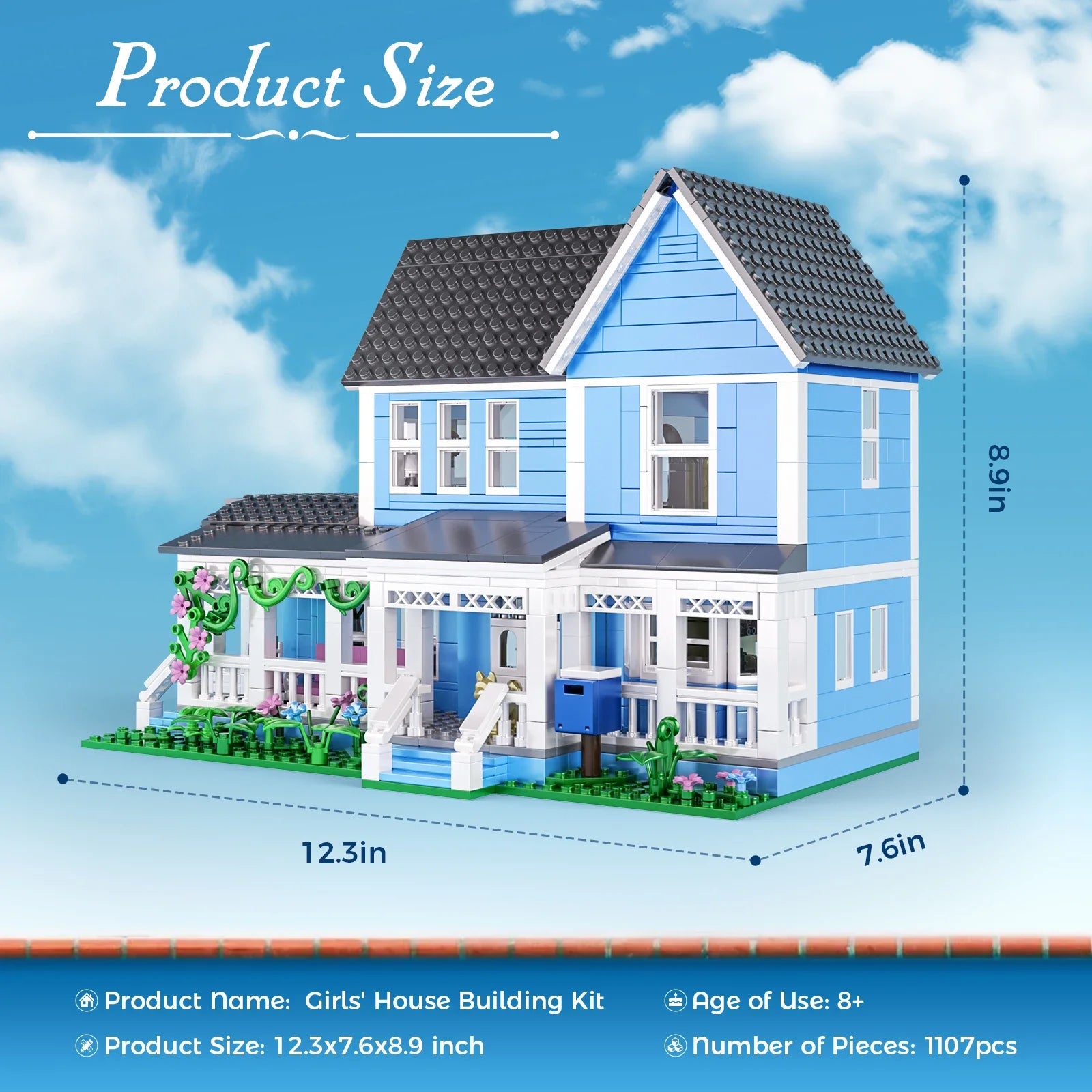 BuildMOC Lorelai Girls Movie House Building Block Girls Blue Palace Model Toys Ideas Hut Set Children Gifts (1107PCS)