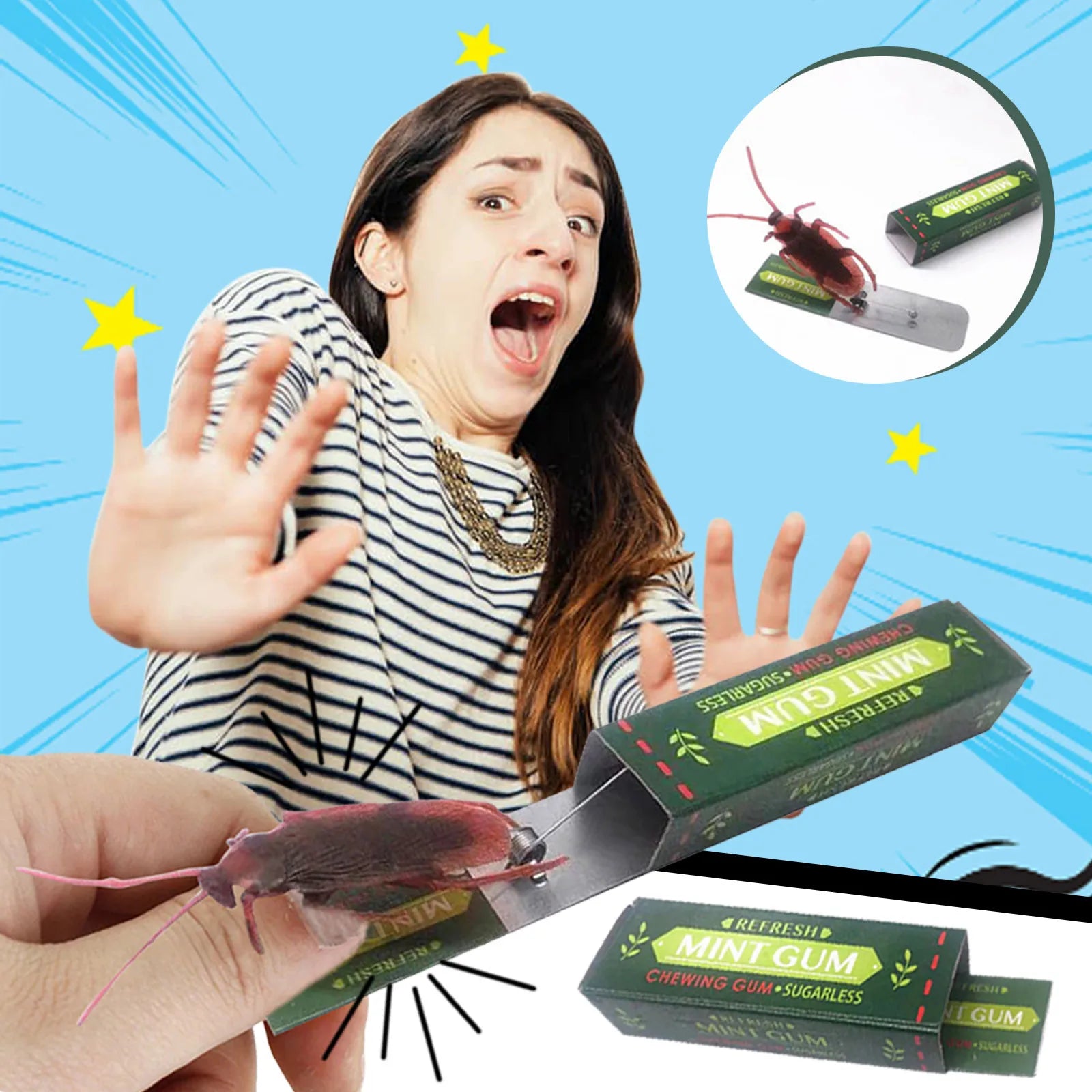 Cockroach Prank Shocking Chewing Toy Pull Spoof Trick For Children Head Toys Novelty Funny Toy Games Baby 4 Months Fast Shipping