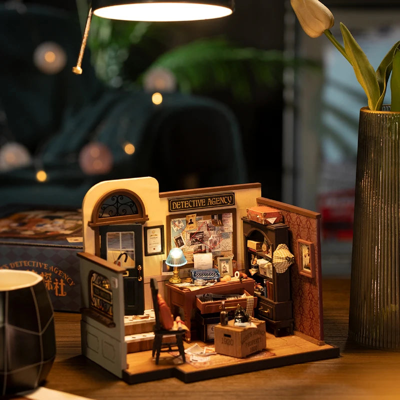 Robotime Rolife DIY Mystery Archives Bureau Decorative Ornament Kids Adult Miniature Fantasy Magic Doll House Wooden Kit Toy