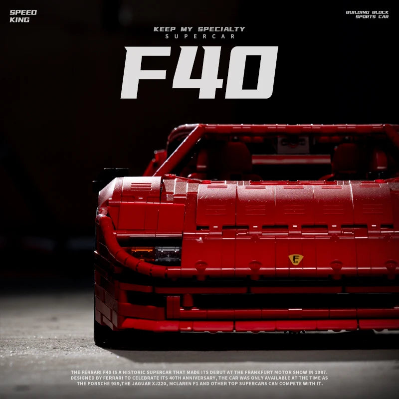 4026PCS F40 Super Car Building Blocks Toys Model Small Particle Red Speed Sport Car Bricks Desktop Ornament For Holiday Gifts
