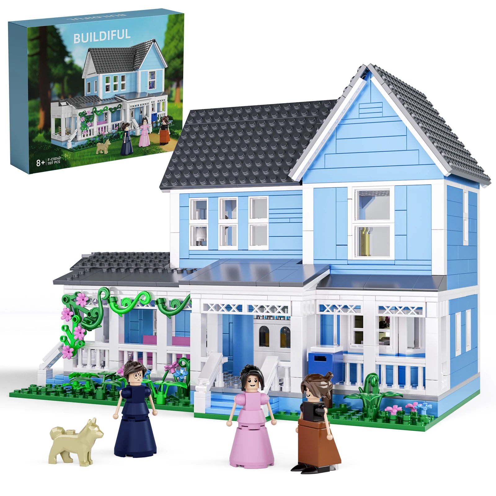 BuildMOC Lorelai Girls Movie House Building Block Girls Blue Palace Model Toys Ideas Hut Set Children Gifts (1107PCS)
