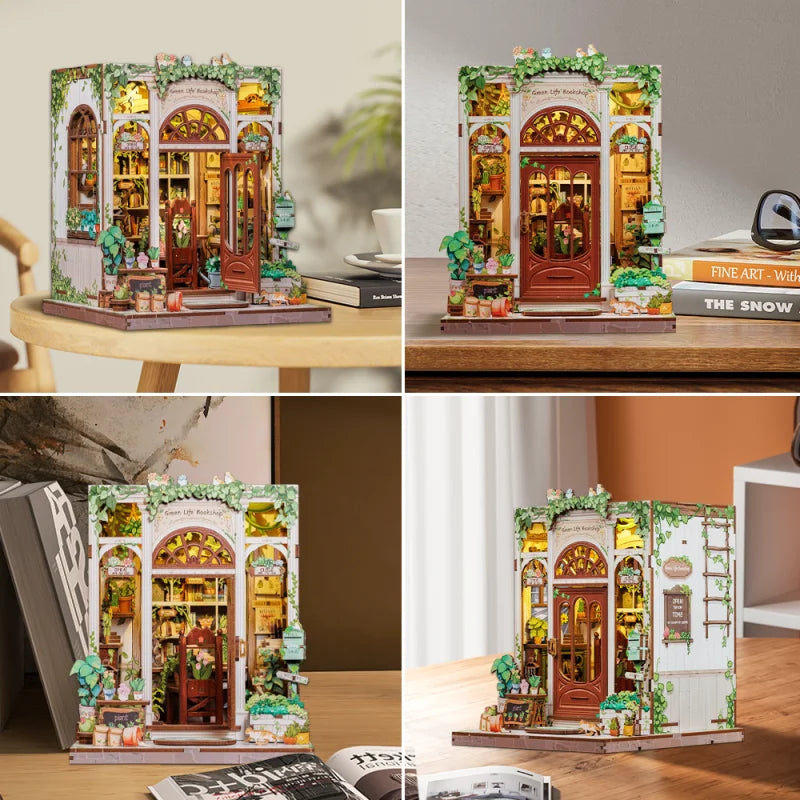 Cutebee DIY Miniature Booknook 3D Wooden Puzzle Bookshelf Insert for Dollhouses Perfect Child Birthday Gift Home Decor