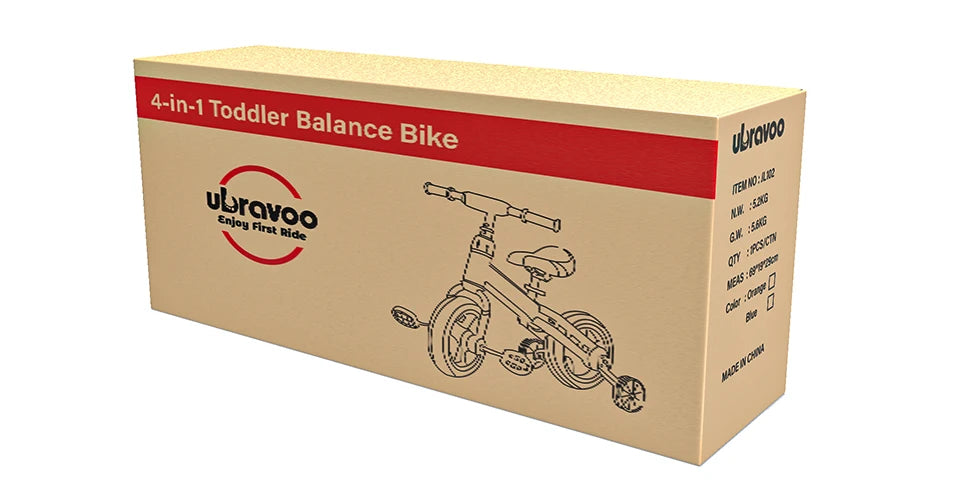 UBRAVOO Tiny Scout Balance Bike 3 4 5 Years , 4-in-1 with Optional Support Wheels and Pedals, Saddle Height Adjustable,JL102